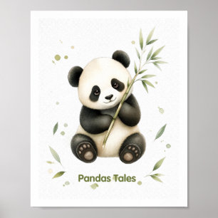 Pandas Tales – Wasserfarben-Panda-Plakat Poster