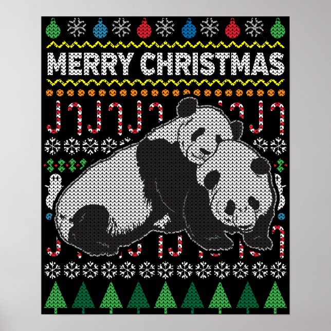 Pandas Ugly Christmas Sweater Wildlife Series Poster (Vorne)
