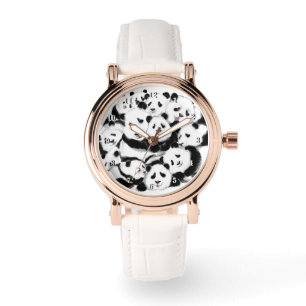 Pandas Uhren Geschenk Glückliche Familie