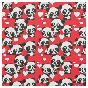 Pandas und Hearts - Valentine Fabric Stoff