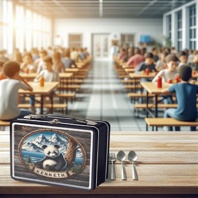 Pandas verstecktes Heiligtum: Bambuszufriedenheit Metall Brotdose (Von Creator hochgeladen)