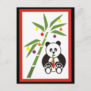 Panda's Weihnachtsessen! Feiertagspostkarte