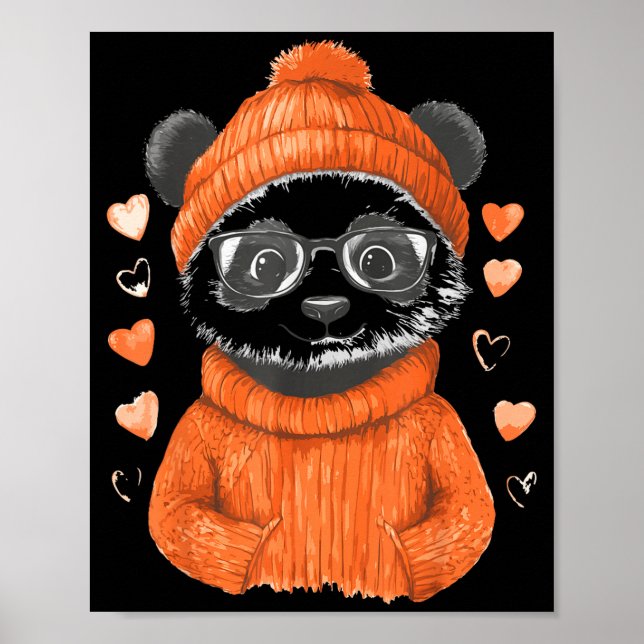 Pandas With Hearts Love Valentine's Day Women Hear Poster (Vorne)