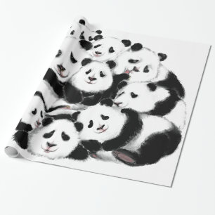 Pandas Wrapping Paper Family Gift Geschenkpapier