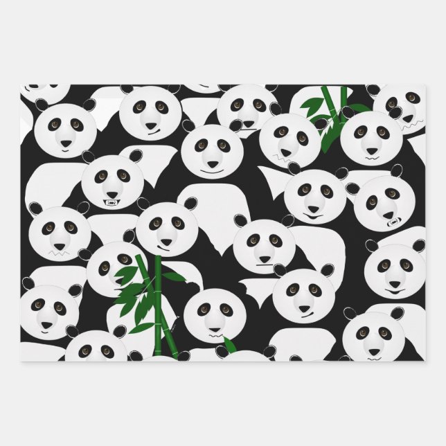 Pandas Wrapping Paper Sheets Geschenkpapier Set (Vorderseite)