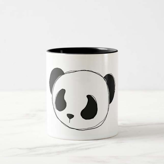 Pandaskizze-Tasse Zweifarbige Tasse (Mittel)