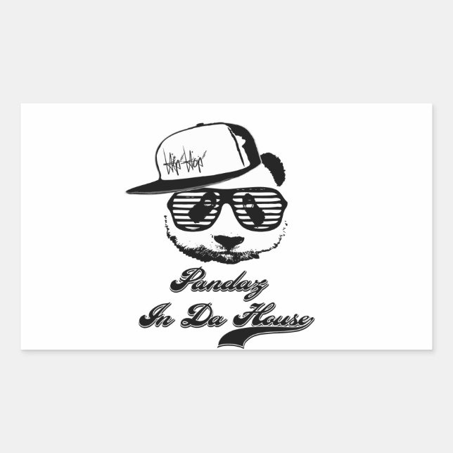 Pandaz in Da House. Ghetto Panda Rechteckiger Aufkleber (Vorderseite)