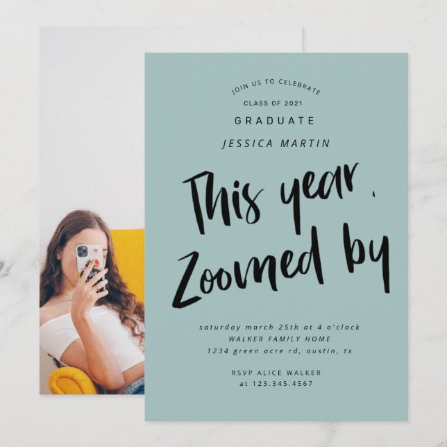 Pandemie Abschluss Foto Party Einladung (Vorne/Hinten)