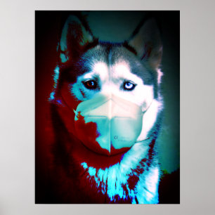 Pandemie inspiriert Hund mit Maskendarstellung Poster