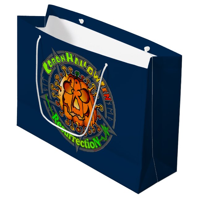 Pandemisches Halloween Große Geschenktüte (Vorderseite Schrägansicht)