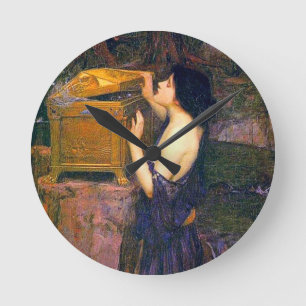 Pandora by John William Waterhouse Runde Wanduhr