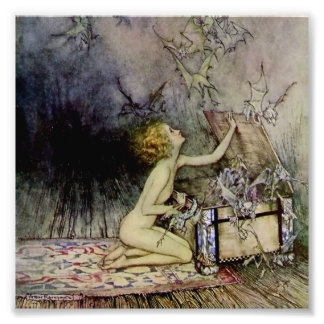 "Pandora öffnet die Box" von Arthur Rackham Fotodruck