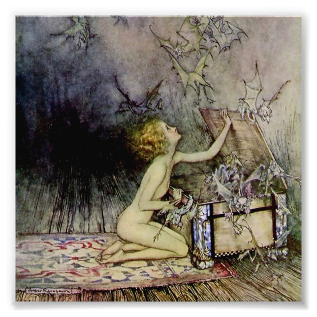 "Pandora öffnet die Box" von Arthur Rackham Fotodruck (Vorne)
