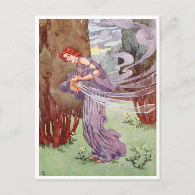 Pandora öffnet die Box von Helen Stratton Postkarte (Vorderseite)