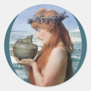 Pandora von Sir Lawrence Alma-Tadema Runder Aufkleber