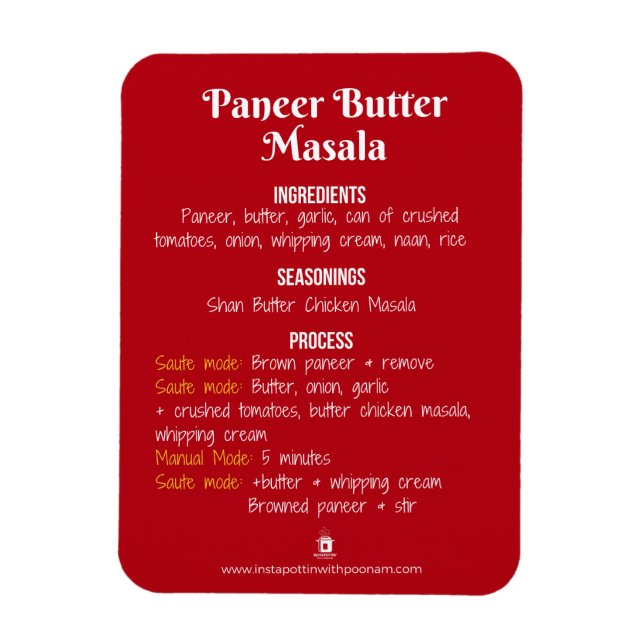 Paneer Butter Masala Rezept Magnet für sofortigen  (Vertikal)