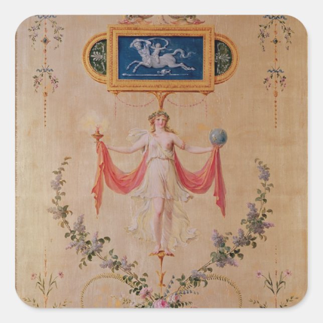 Panel aus dem Boudoir von Marie-Antoinette Quadratischer Aufkleber (Vorderseite)