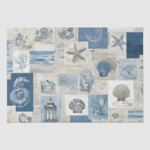 PANEL Cobalt-Meere Küstenparadies-Blöcke Seidenpapier