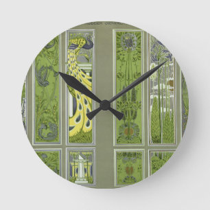 Panel designs, plate III from 'Modern Ornament' pu Runde Wanduhr