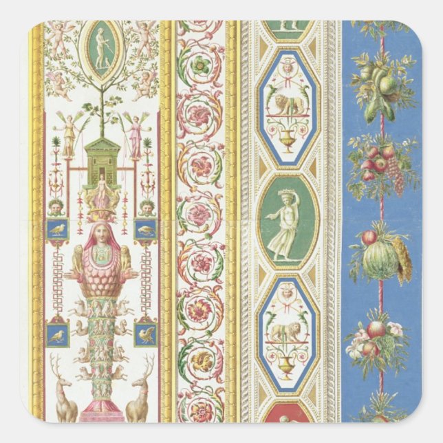 Panel von Raphael Loggia am Vatikan, engr Quadratischer Aufkleber (Vorderseite)