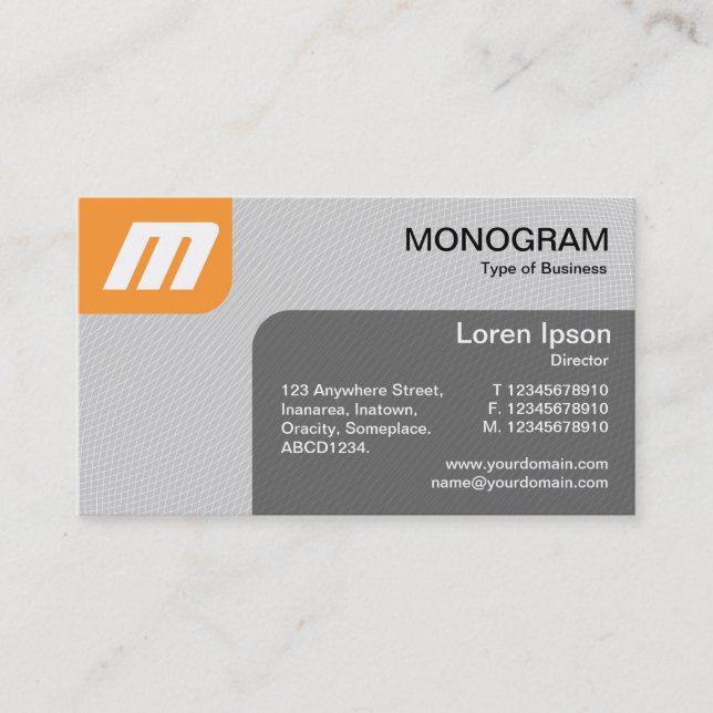 Panels MonoGram v2 - Lt Orange und Gray Visitenkarte (Vorderseite)