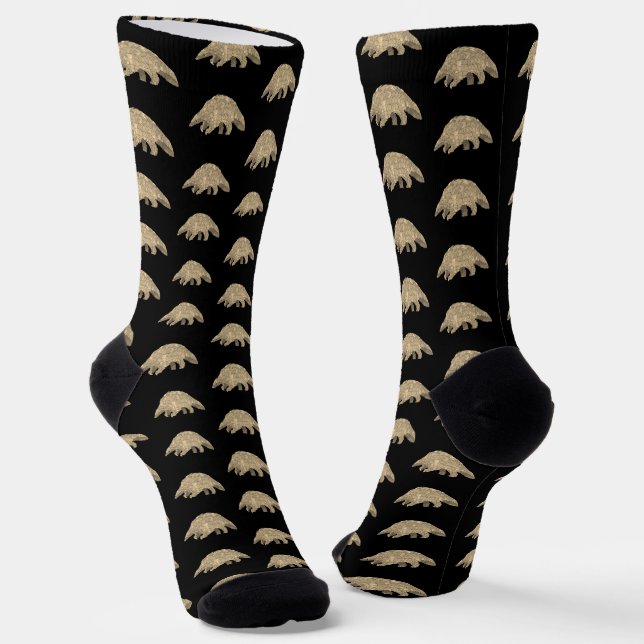 Pangolin Animal Art Black Socken (Gewinkelt)