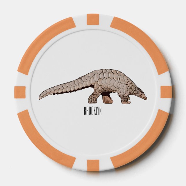 Pangolin-Cartoon Pokerchips (Vorderseite)