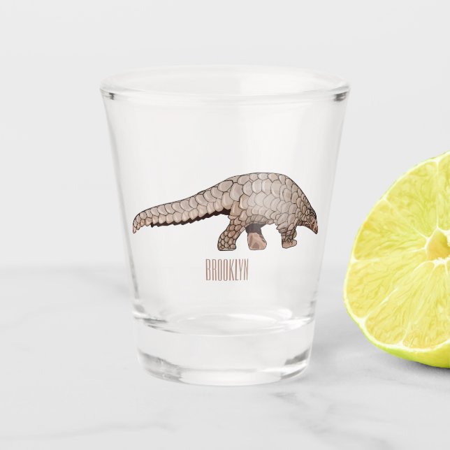Pangolin-Cartoon Schnapsglas (Vorderseite)