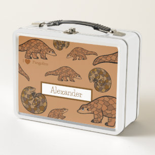 Pangolin mit Name Metal Lunch Box