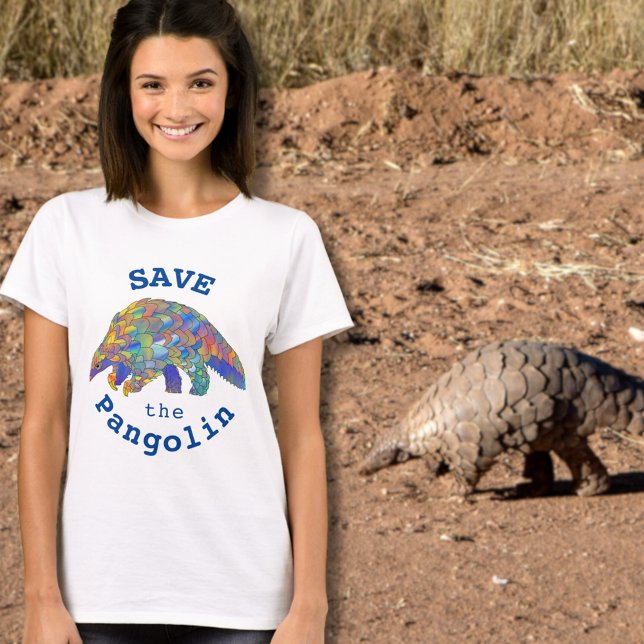Pangolin-Niedlich gefährdete Tieraktivisten T-Shirt (Save the pangolin slogan colorful animal art T-shirt endangered species animal wildlife)