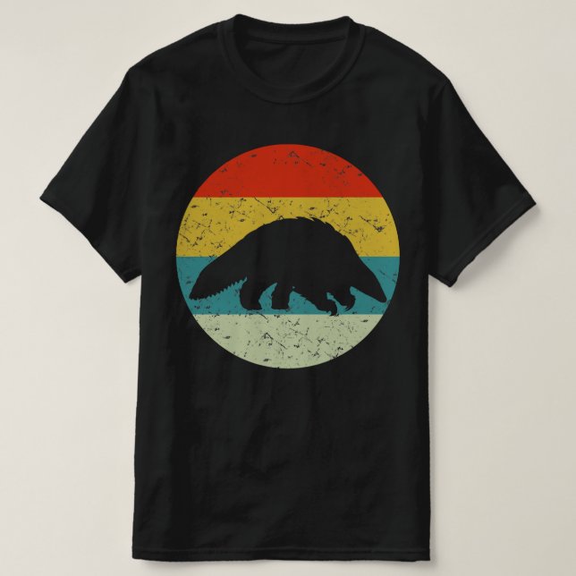 Pangolin Retro Vintage Silhouette 70er T-Shirt (Design vorne)