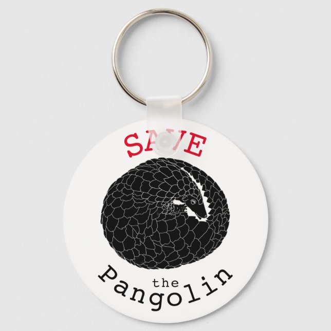 Pangolin-Slogan schwarz-weiß gerettet Schlüsselanhänger (Vorderseite)