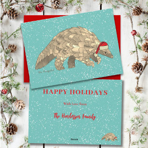 Pangolin Süßes Xmas Gefährdete Art Feiertagskarte