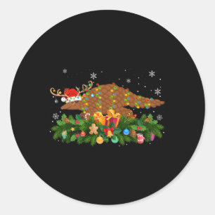 Pangolin Tierliebhaber Renntier Weihnachtsmann Hut Runder Aufkleber