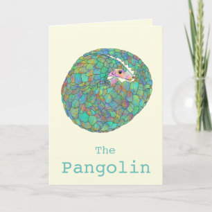 Pangolin Wasserfarbe gerollt Karte