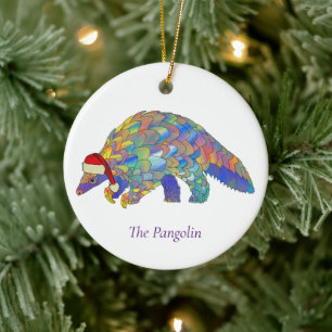 Pangolin Weihnachtsmann Süßes Gefährdetes Tier Keramik Ornament
