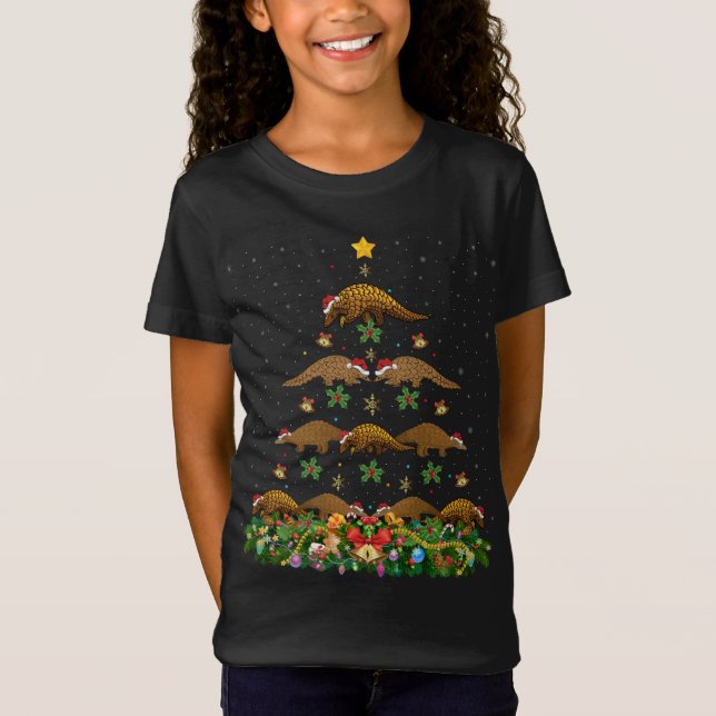 Pangolin Xmas Baum Geschenk Weihnachtsmannmütze Pa T-Shirt (Vorderseite)