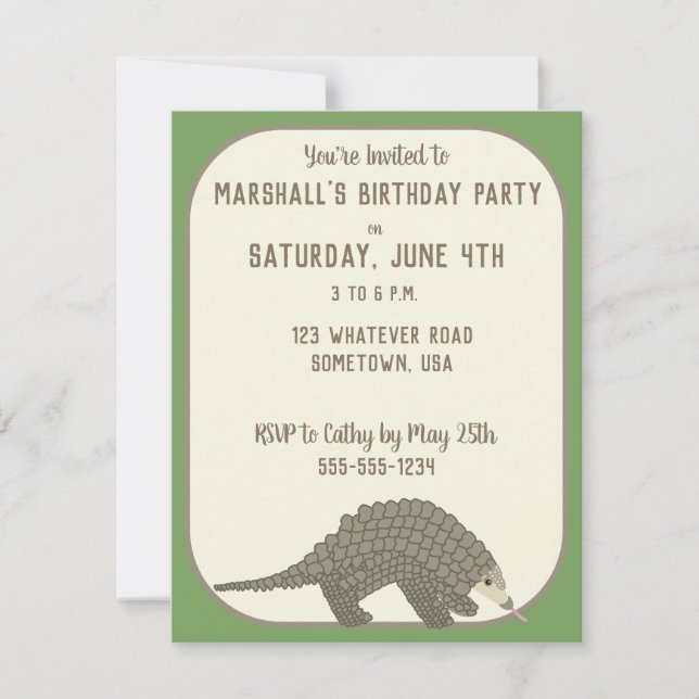 Pangolins Party Invites Einladung (Vorderseite)