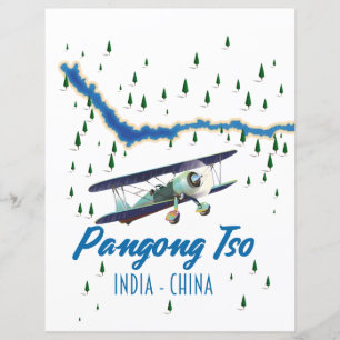 Pangong Tso India China Karte Poster.