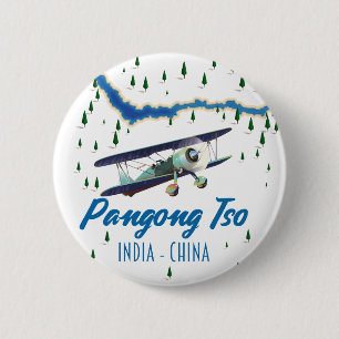 Pangong Tso Indien China Karte Poster. Button