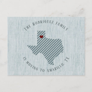 Panhandle Blue Linen und Heart Texas Moving Ankündigungspostkarte