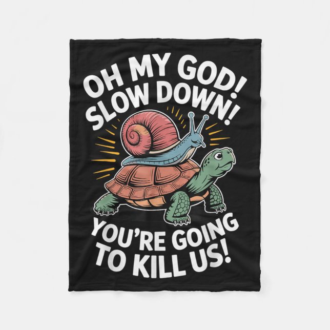 Panicked Snail Riding Turtle Fleecedecke (Vorderseite)