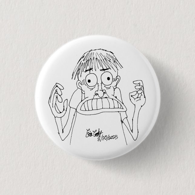 panicky cartoon character button (Vorderseite)