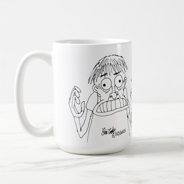 panicky cartoon character kaffeetasse (Links)