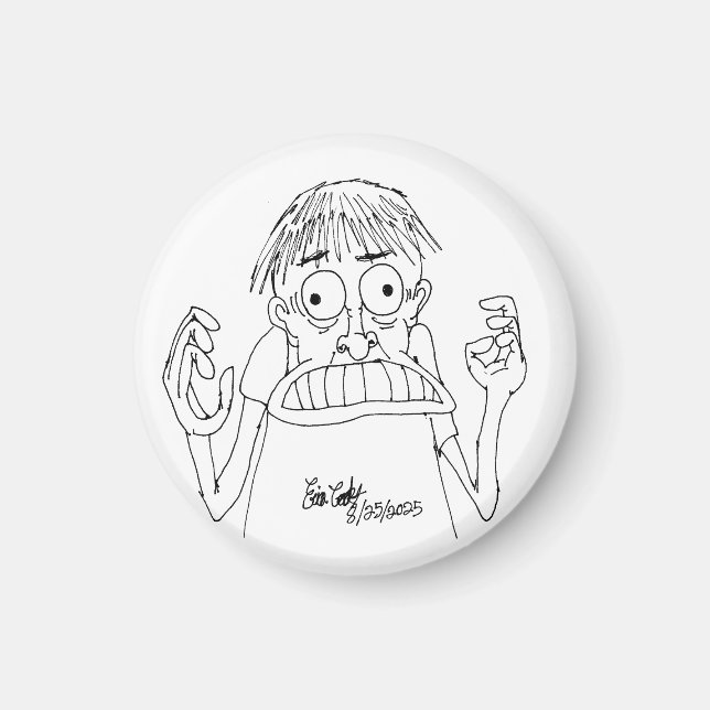 panicky cartoon character magnet (Vorne)