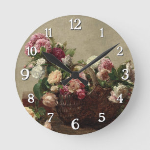 Panier de Rose - Henri Fantin-Latour Runde Wanduhr