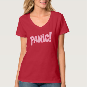 Panik! Damenpink-Grafik-Slogan-Abschlag T-Shirt