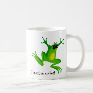 Panik-Frosch benötigt Kaffee Tasse