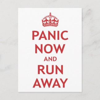 Panik jetzt und weg postkarte