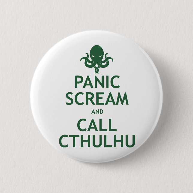 Panik schreien und Cthulhu anrufen Button (Vorderseite)